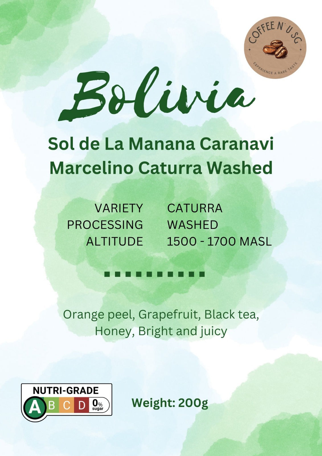 Bolivia Caranavi Washed Coffee Beans