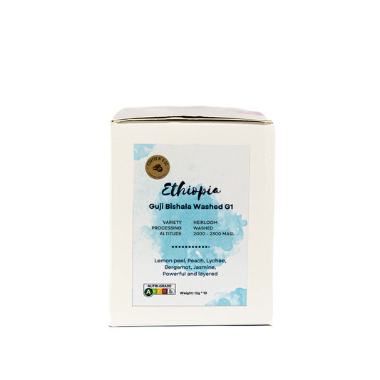 Coffee packaging with 'Ethiopia' branding on a white background