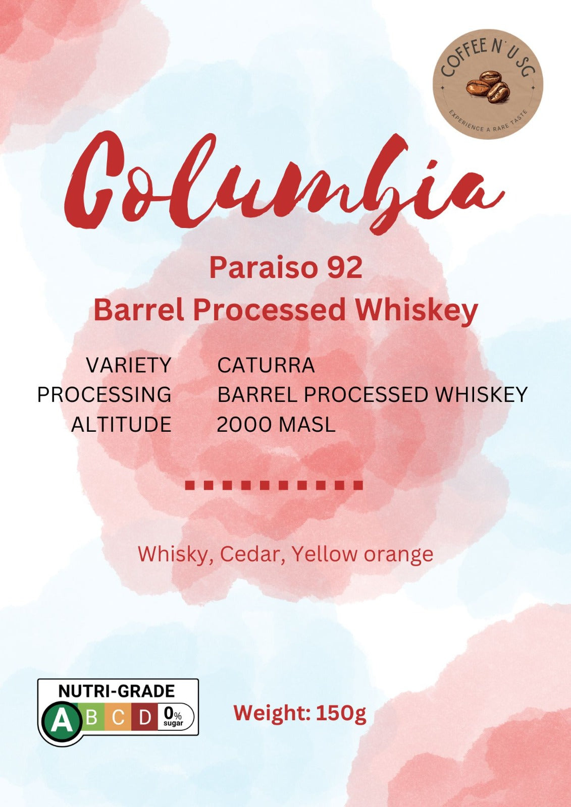 Colombia Paraiso 92 Barrel Processed Whiskey Coffee Beans - Geisha Variety (New 150g packaging)