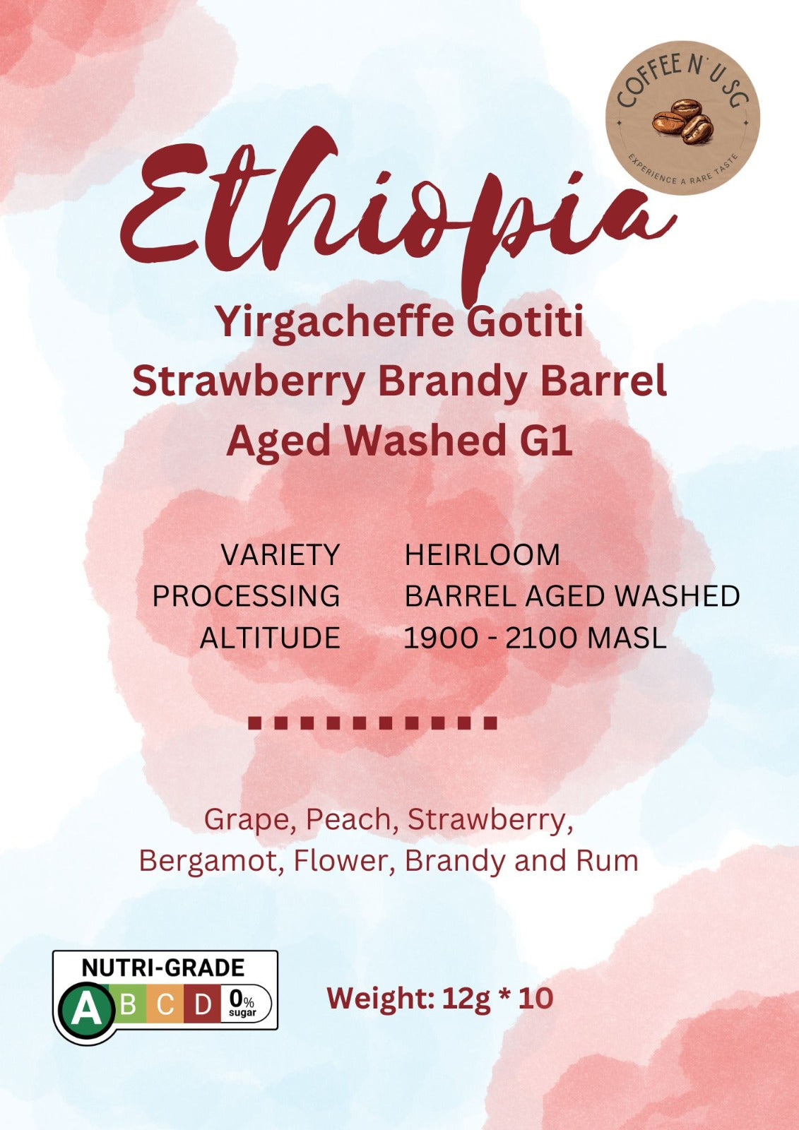 Ethiopia Yirgacheffe Gotiti Strawberry Brandy Barrel Aged Washed G1 Drip Bags
