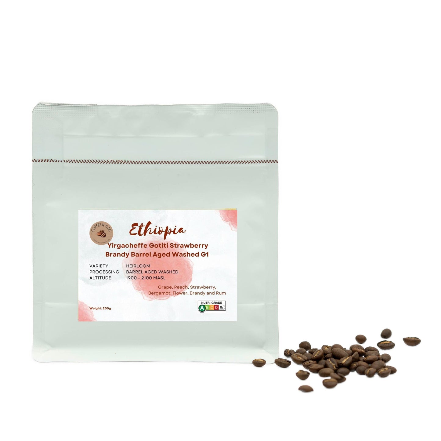 Ethiopia Yirgacheffe Gotiti Strawberry Brandy Barrel Aged Washed G1 Coffee Beans (150g)