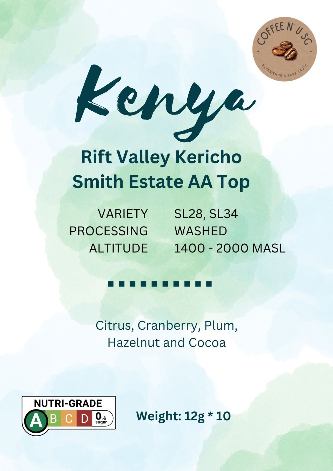 Kenya Rift Valley Kericho Smith Estate AA TOP Drip Bags