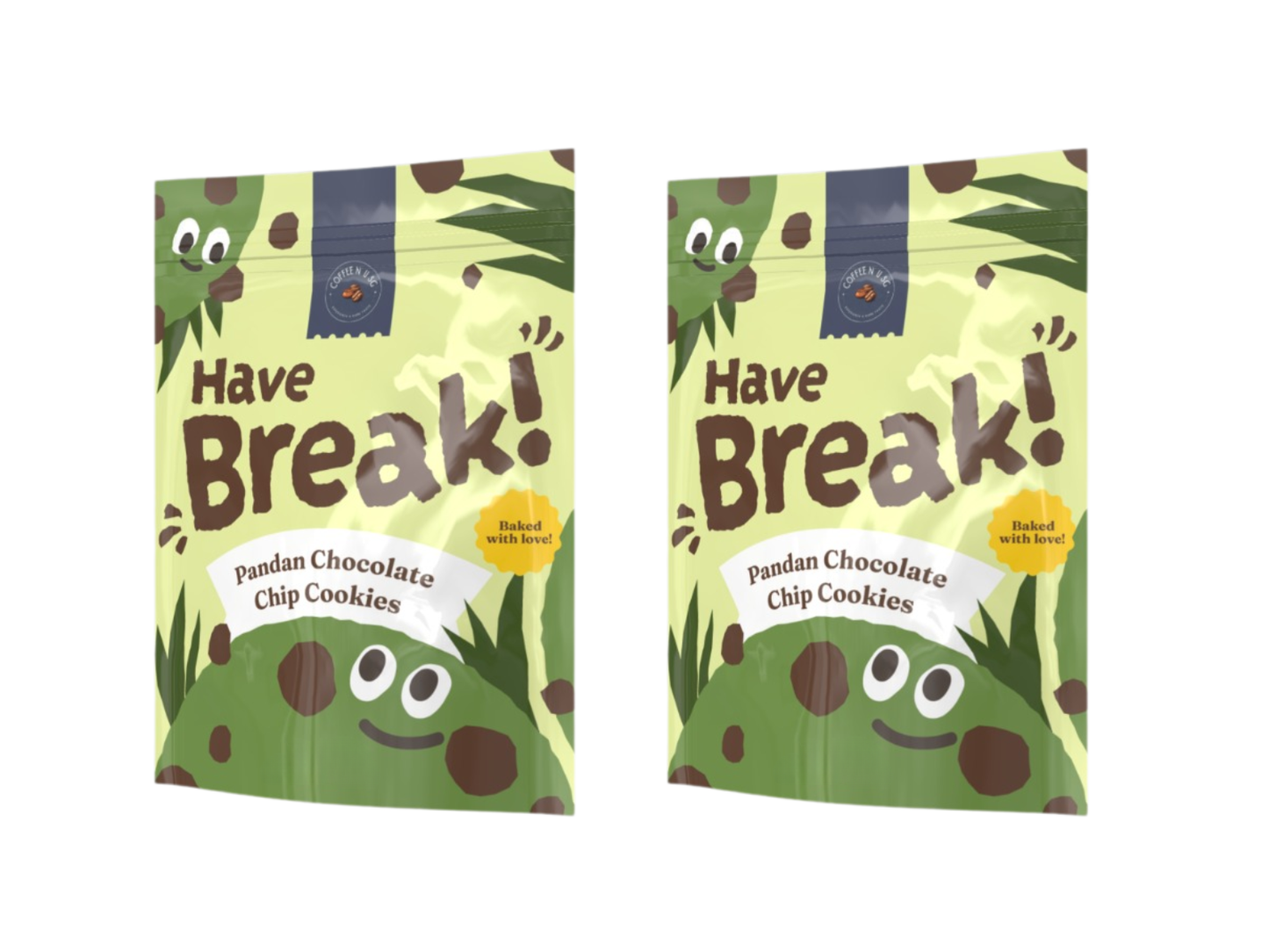 Pandan Chocolate Chip Cookies (2 packs, 60g each pack)