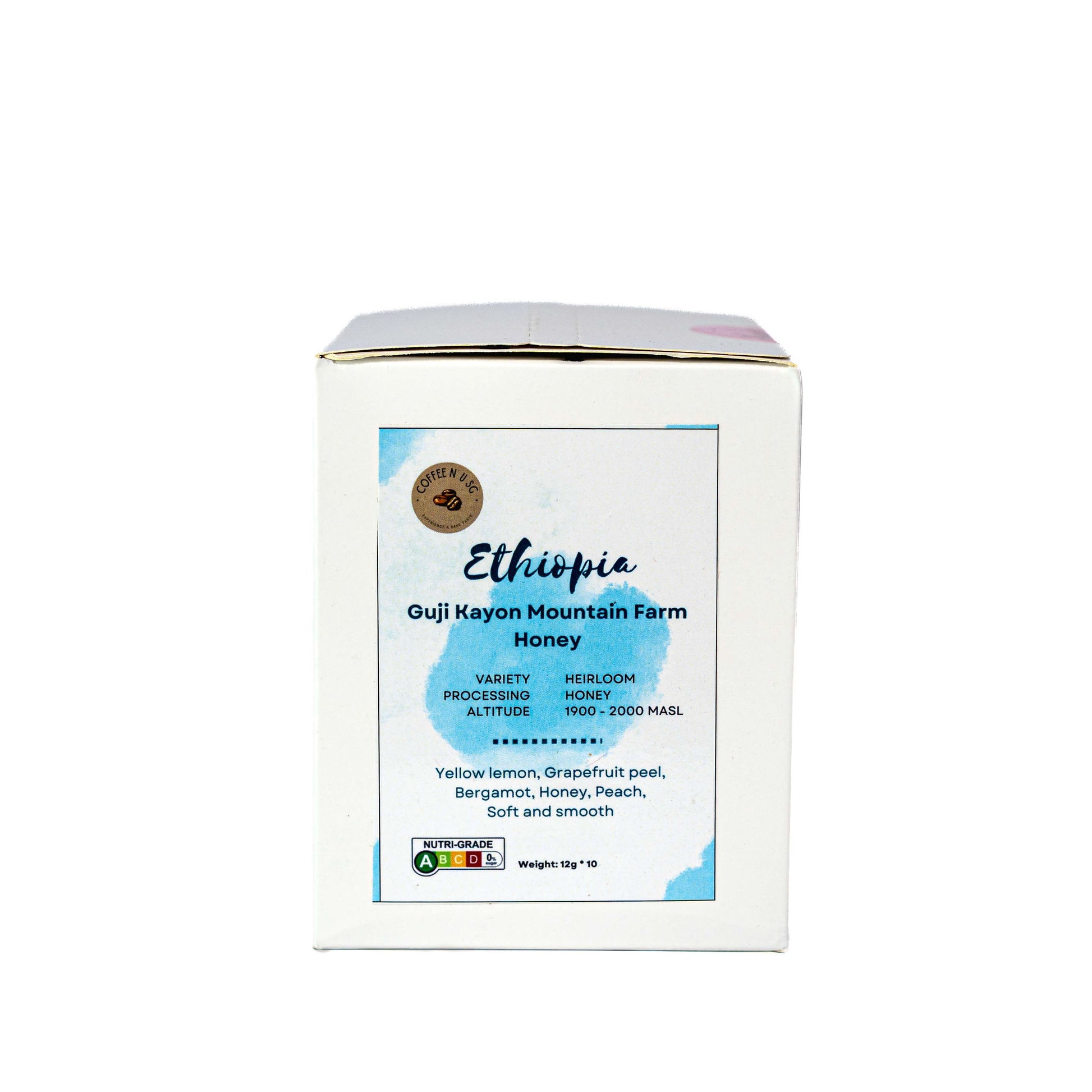 Box of Ethiopia Guji Kayon Mountain Farm Honey on a white background