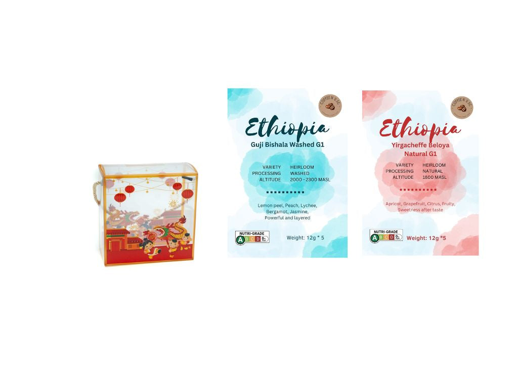 CNY Pack B - 5 sachets of Ehtiopia Bishala drip bags + 5 sachets of Ethiopia Yirgacheffe Beloya drip bags