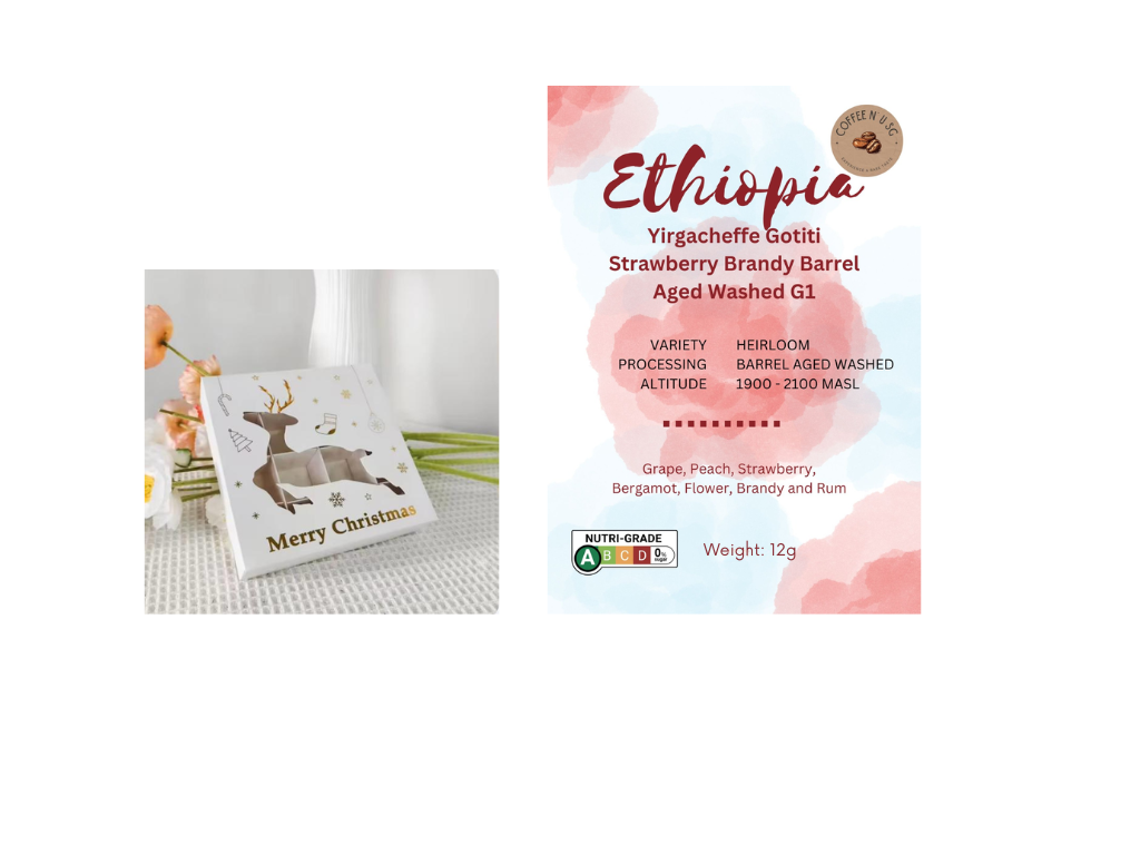 Christmas Pack - 5 sachets of Ethiopia Yirgacheffee Gotiti Strawberry Brandy Barrel drip coffee in box