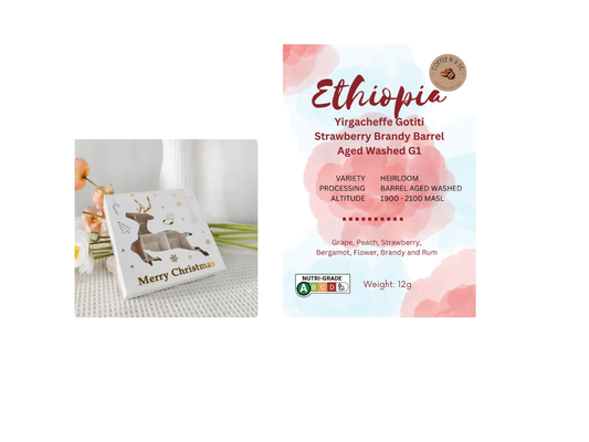 Christmas Pack - 5 sachets of Ethiopia Yirgacheffee Gotiti Strawberry Brandy Barrel drip coffee in box