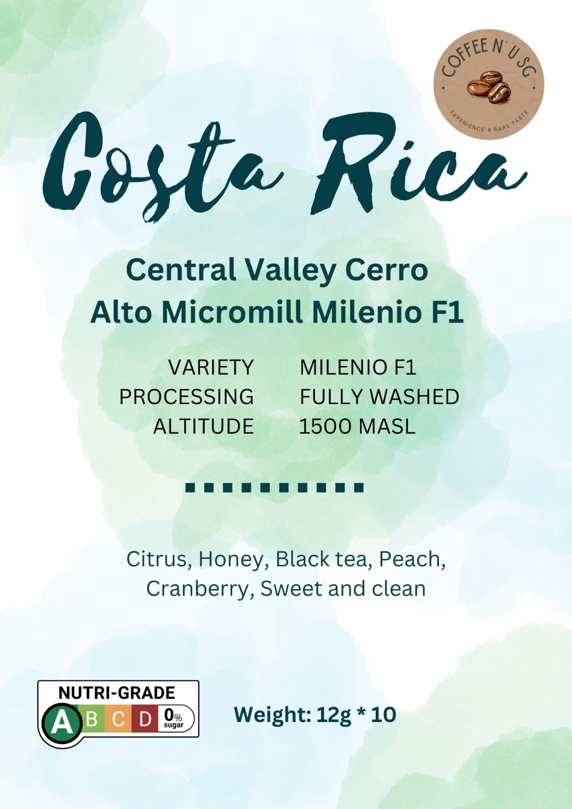 Costa Rica Central Valley Cerro Alto Micromill Milenio F1 Drip Bags