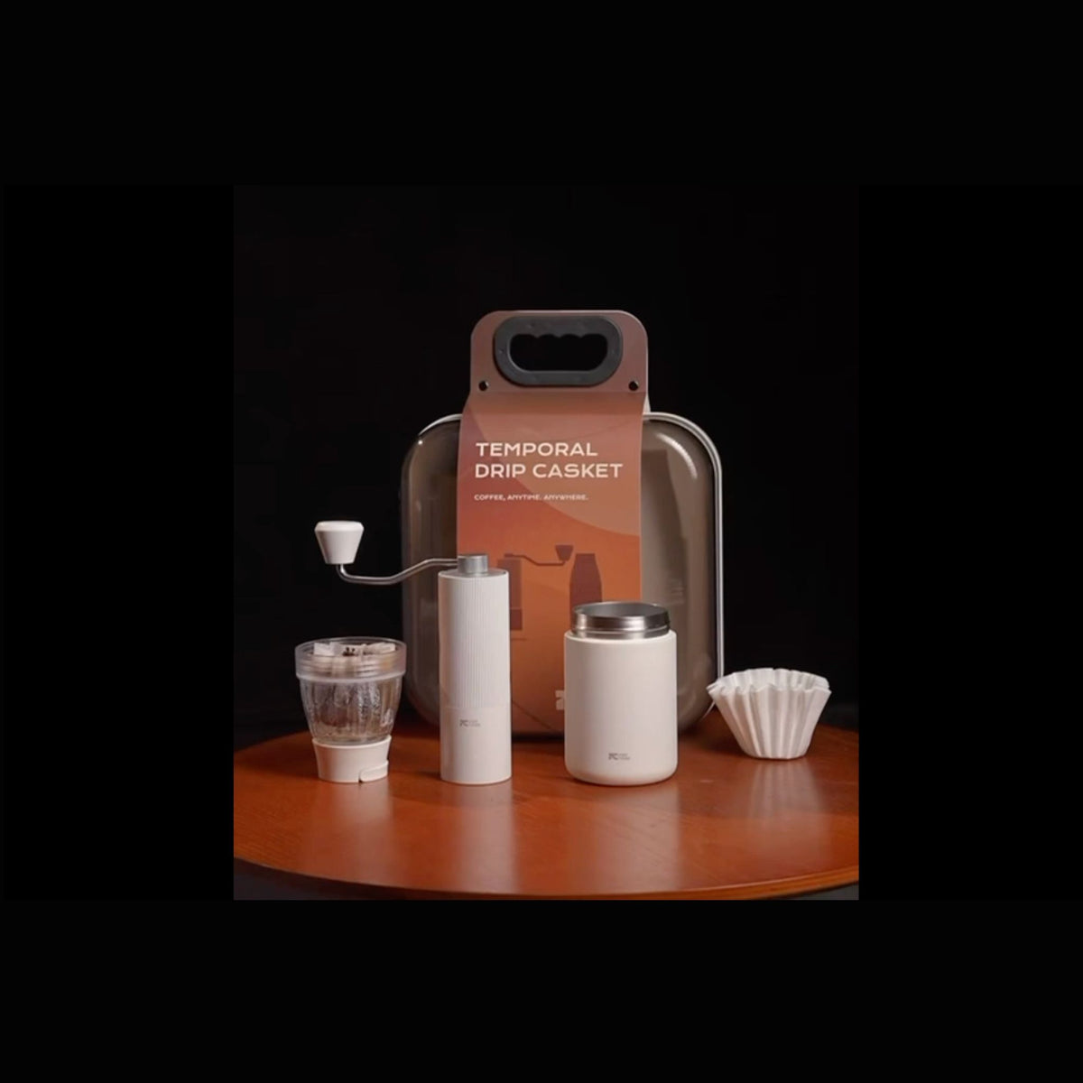 Portable Drip Coffee Set - Manual Grinder, Coffee Flask and Paper Coffee Filters