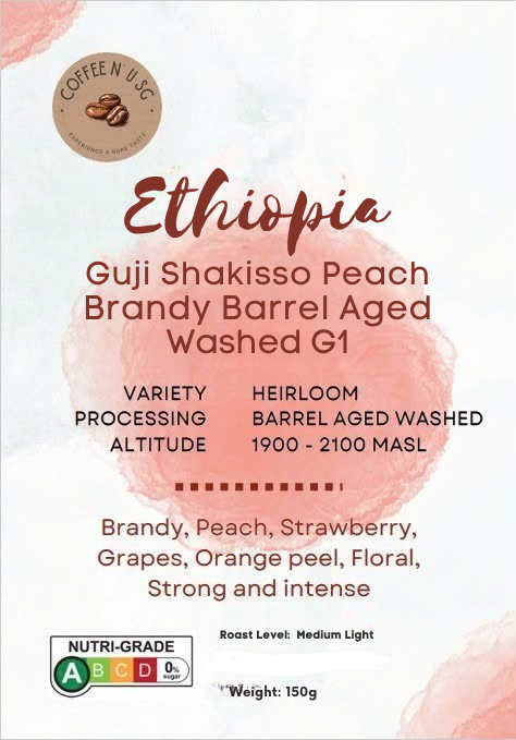 Ethiopia Guji Shakisso Peach Brandy Barrel Aged Washed G1 Coffee Beans (150g)