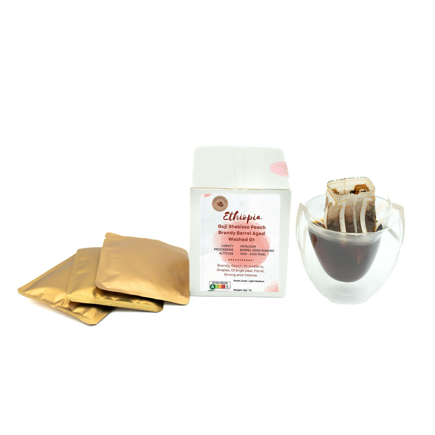 Ethiopia Shakisso Peach Brandy Barrel Aged Washed G1 Drip Bags