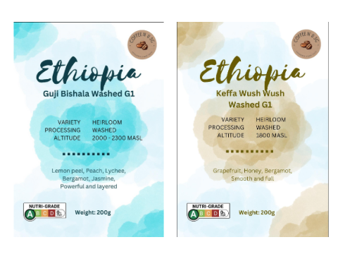 Mixed bundle coffee beans : Ethiopia Bishala & Ethiopia Keffa Wush Wush (Save $8)