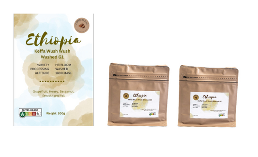 2 bags of Ethiopia Keffa Wush Wush Coffee Beans (Save $8)