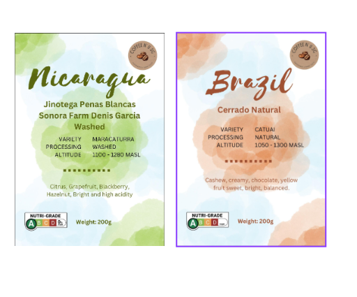 Mixed bundle coffee beans : Nicaragua Jinotega & Brazil Cerrado (Save $4)