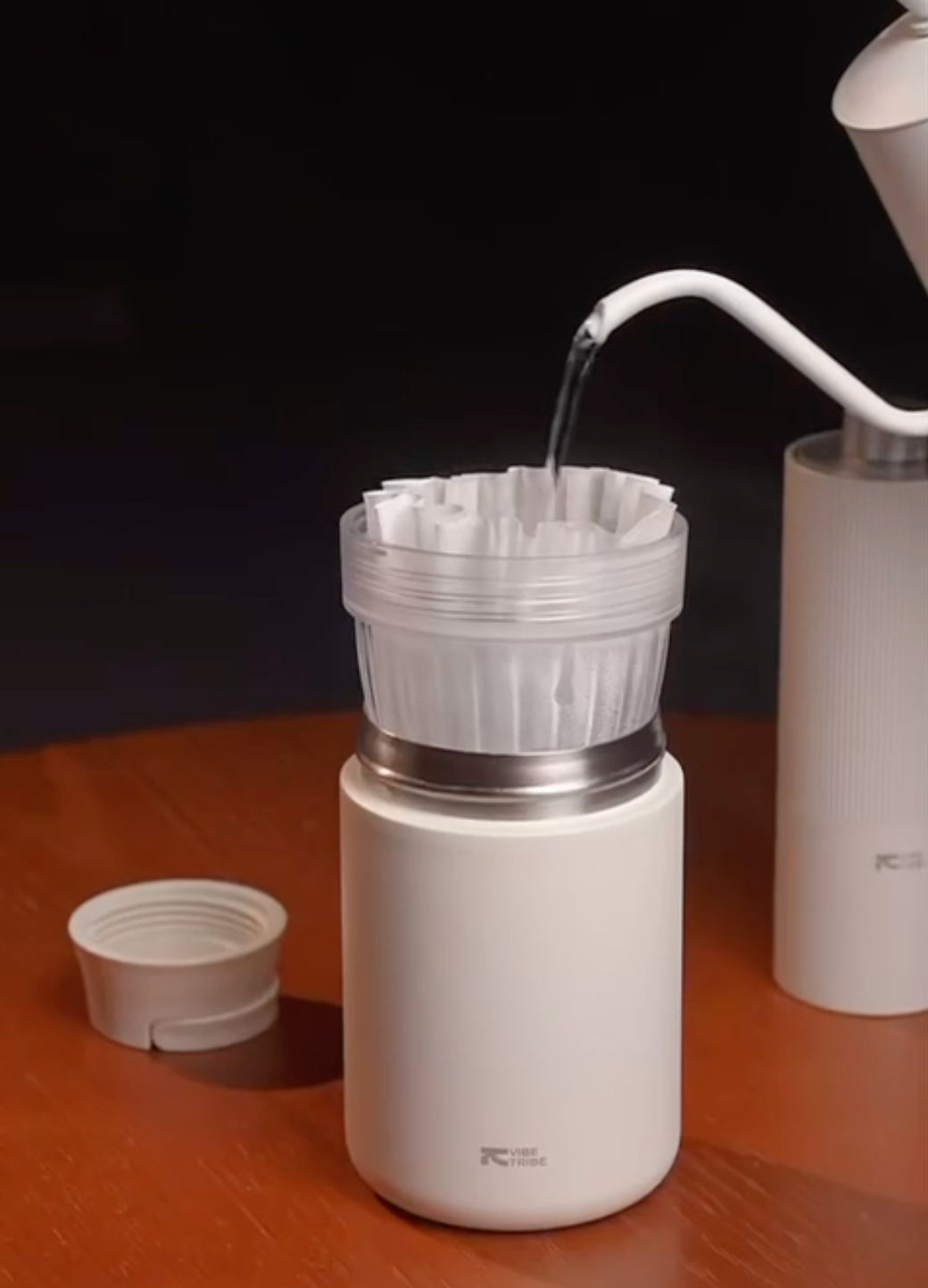 Portable Drip Coffee Set - Manual Grinder, Coffee Flask and Paper Coffee Filters
