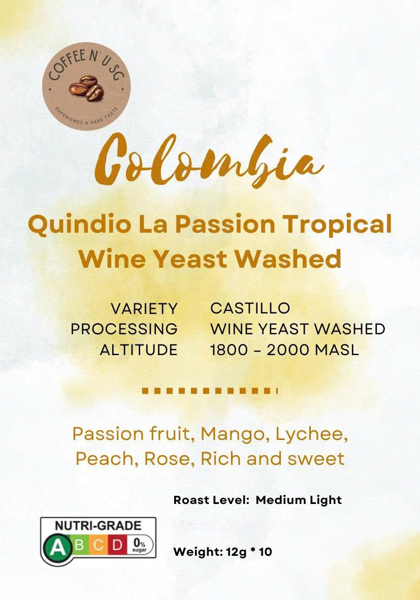 Columbia Quindio La Passion Tropical Wine Yeast Washed Coffee Drip Bags
