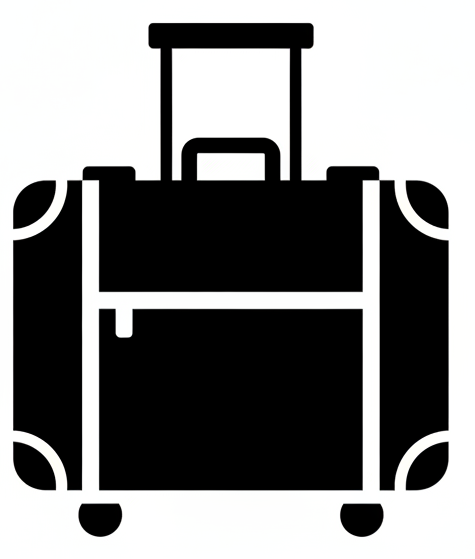 black and white icon of a luggage