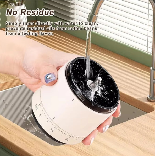 Person rinsing a white container with water over a sink, emphasizing no residue.